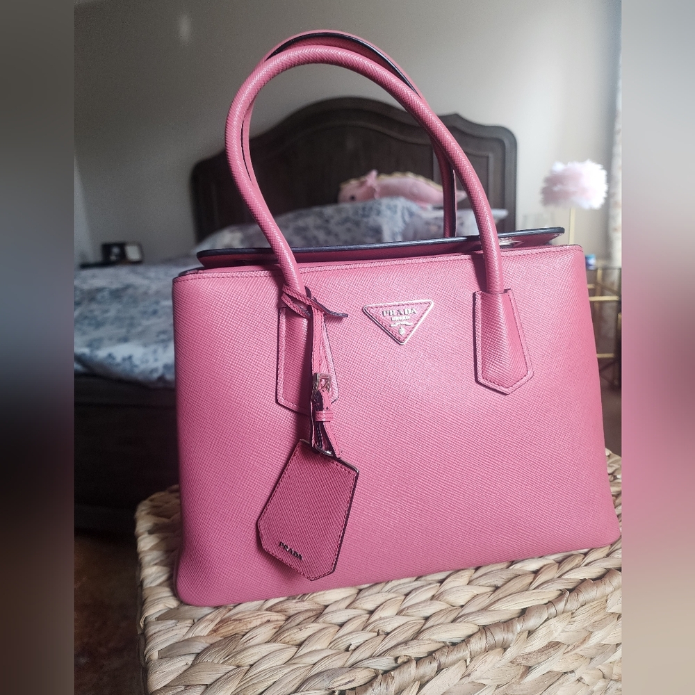 Authentic Prada Rose Pink Saffiano Leather Tote Bag